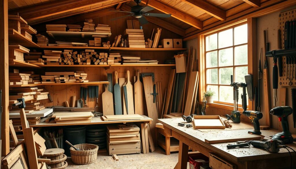 woodworking shed materials and tools